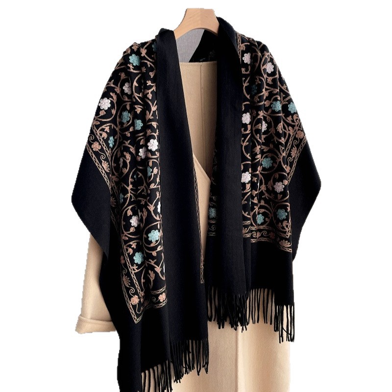 Woven Scarf Blanket - ผ้าพันคอแคชเมียร์ปักลายใหม่ปี 2025 ผ้าคลุมไหล่สำหรับผู้หญิงฤดูหนาว ผ้าคลุมฮิญาบ ผ้าห่มหนา ผ้าพันคอพัชมีนาแบบยาวสำหรับผู้หญิง
