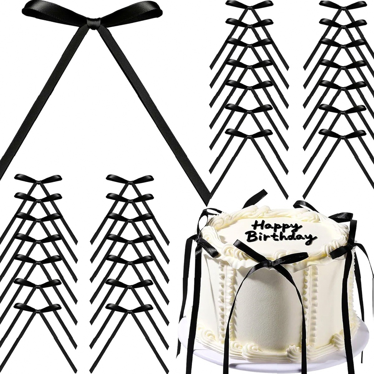 โบว์ผ้าซาตินสีดำสำหรับตกแต่งเค - Bow Tie Pre Tied บทวิจารณ์และราคา