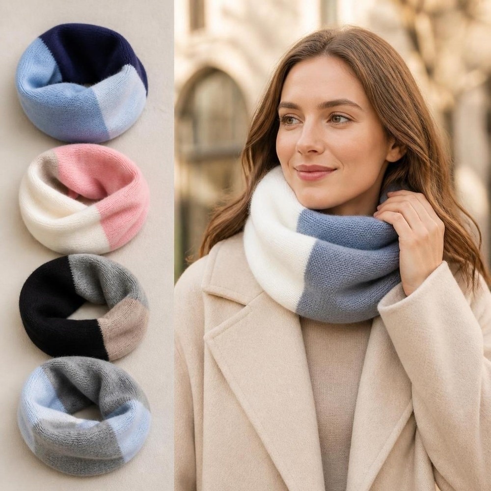 ผ้าพันคอถักนิตติ้งแบบนุ่ม สีสั - Infinity Scarf Knit บทวิจารณ์และราคา